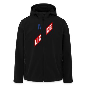 License 4 - Men’s Recycled Softshell Jacket by Stanley/Stella - black - Front - AI Model Male 185 light (185cm)