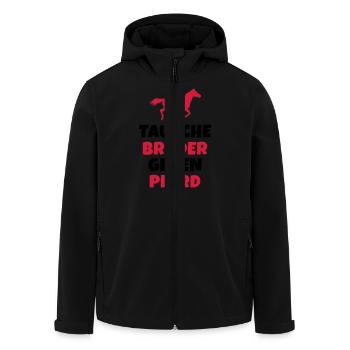 Tausche Bruder gegen Pferd - Recycelte Männer Softshell-Jacke von Stanley/Stella - Schwarz - Vorne - AI Model Male 185 light (185cm)