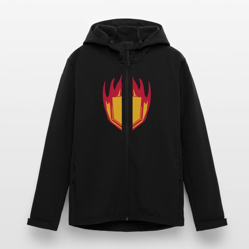 hot fire flames angular shield emblem emblem frame Men’s Recycled Softshell Jacket Discoverer by Stanley/Stella