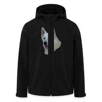 White German Shepherd head - Men’s Recycled Softshell Jacket by Stanley/Stella - black - Front - AI Model Male 185 light (185cm)