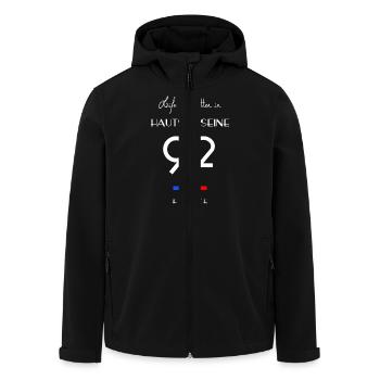 La vie est meilleure à HAUTS-DE-SEINE Numéro 92 - Veste softshell homme en polyester recyclé Stanley/Stella - noir - Devant - AI Model Male 185 light (185cm)