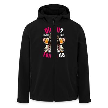 Dirndl Brauch I Ned I Bin Nur Zum Feiern Da Bier - Recycelte Männer Softshell-Jacke von Stanley/Stella - Schwarz - Vorne - AI Model Male 185 light (185cm)