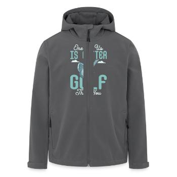One Of Us Is Better At Golf Than You Hobby Golfer - Men’s Recycled Softshell Jacket by Stanley/Stella - anthracite - Front - AI Model Male 185 light (185cm)