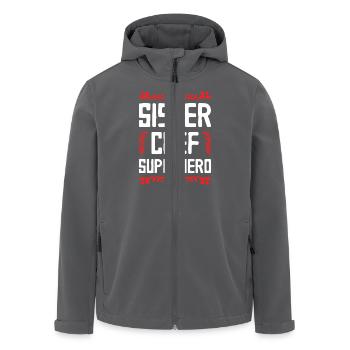 Sister Superhero - Men’s Recycled Softshell Jacket by Stanley/Stella - black - Front - AI Model Male 185 light (185cm)