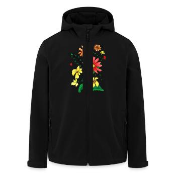 Flowers - Men’s Recycled Softshell Jacket by Stanley/Stella - black - Front - AI Model Male 185 light (185cm)