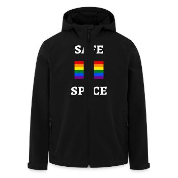 SAFE SPACE LGBT Regenbogen-Flagge - Recycelte Männer Softshell-Jacke von Stanley/Stella - Schwarz - Vorne - AI Model Male 185 light (185cm)
