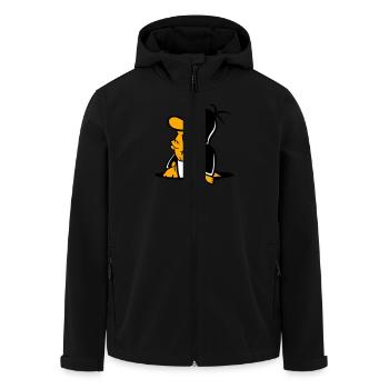 Penguin Eats Fish Caught Hole Bottom Hunger Cool - Men’s Recycled Softshell Jacket by Stanley/Stella - black - Front - AI Model Male 185 light (185cm)