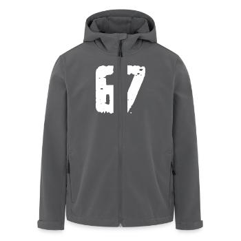 67 Number Vintage - Men’s Recycled Softshell Jacket by Stanley/Stella - black - Front - AI Model Male 185 light (185cm)