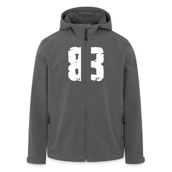 83 Number Vintage - Men’s Recycled Softshell Jacket by Stanley/Stella - black - Front - AI Model Male 185 light (185cm)