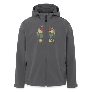 April 1975. 50th Anniversary Gift April 1975 - Men’s Recycled Softshell Jacket by Stanley/Stella - black - Front - AI Model Male 185 light (185cm)