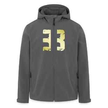 33 Number Vintage - Men’s Recycled Softshell Jacket by Stanley/Stella - black - Front - AI Model Male 185 light (185cm)