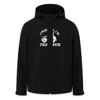 J'Peux Pas J'ai Tracteur Humour Cadeau Fermière - Veste softshell homme en polyester recyclé Stanley/Stella - noir - Devant - AI Model Male 185 light (185cm)