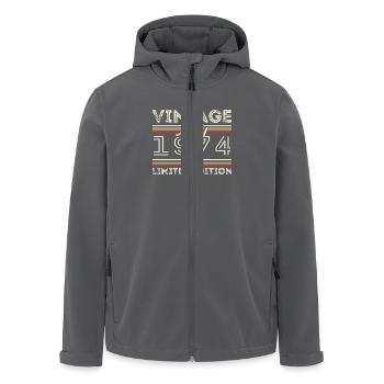 Mai 1974 Anniversaire 1974, Légendaire depuis mai 1974 - Veste softshell homme en polyester recyclé Stanley/Stella - noir - Devant - AI Model Male 185 light (185cm)