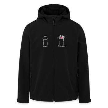 Stein, Papier, Schere, Handspiel, niedliche Pfote, lustige Katze - Recycelte Männer Softshell-Jacke von Stanley/Stella - Schwarz - Vorne - AI Model Male 185 light (185cm)