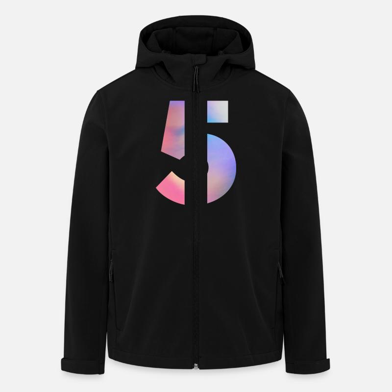 Bunte Zahl 5 - Recycelte Männer Softshell-Jacke von Stanley/Stella - Schwarz