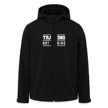 Training Not Talking Gym Quote Outfit, Bodybuilder - Veste softshell homme en polyester recyclé Stanley/Stella - noir - Devant - AI Model Male 185 light (185cm)