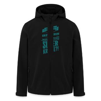 Superpower Erzieherin - Beruf Job petrol RAHMENLOS - Recycelte Männer Softshell-Jacke von Stanley/Stella - Schwarz - Vorne - AI Model Male 185 light (185cm)