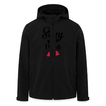 Sexy Since 1966 - Men’s Recycled Softshell Jacket by Stanley/Stella - black - Front - AI Model Male 185 light (185cm)