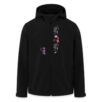 Personalized floral letter j - gift idea - Men’s Recycled Softshell Jacket by Stanley/Stella - black - Front - AI Model Male 185 light (185cm)
