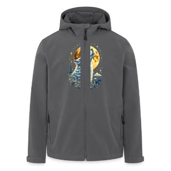 Wolf and Moon – Mystical Work of Art - Men’s Recycled Softshell Jacket by Stanley/Stella - black - Front - AI Model Male 185 light (185cm)