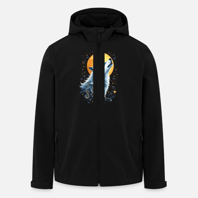 Wolf & Moon - Mystical Art - Men’s Recycled Softshell Jacket by Stanley/Stella - black