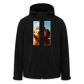 Ein braun-roter Welpe. - Recycelte Männer Softshell-Jacke von Stanley/Stella - Schwarz - Vorne - AI Model Male 185 light (185cm)