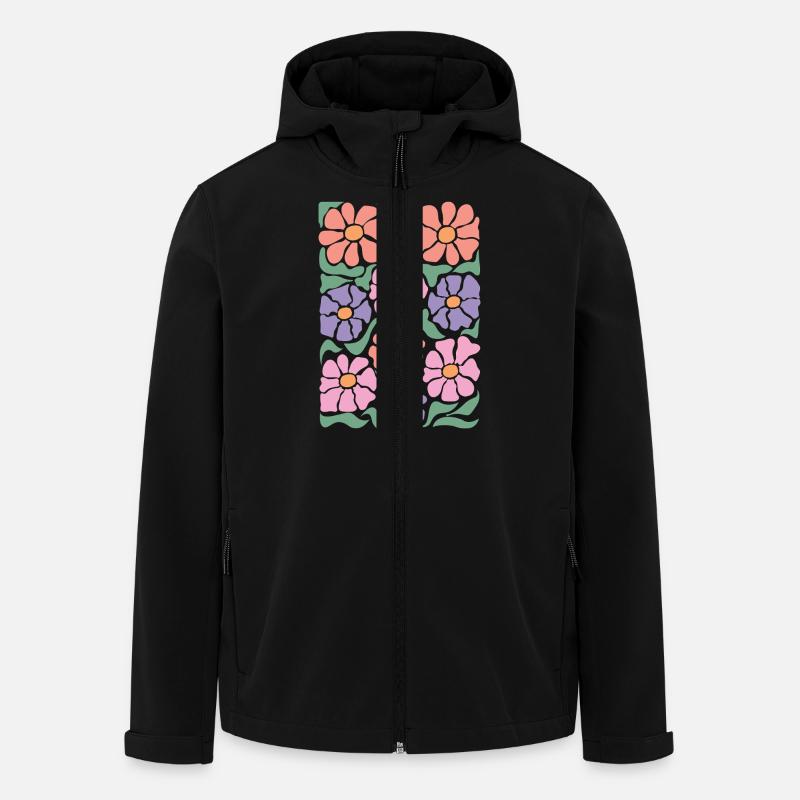 Boho Flora Flowers - Men’s Recycled Softshell Jacket by Stanley/Stella - black
