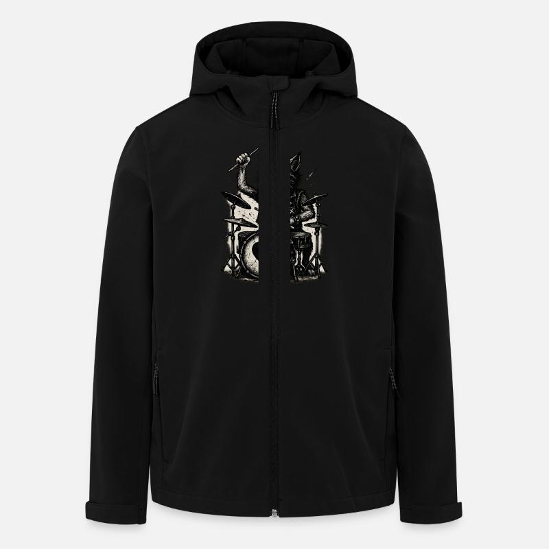 Cat Playing Drums Punk Rock Music - Men’s Recycled Softshell Jacket by Stanley/Stella - black
