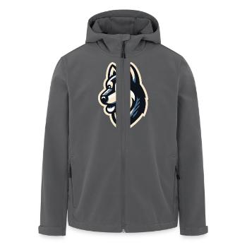 Husky in profile - Men’s Recycled Softshell Jacket by Stanley/Stella - anthracite - Front - AI Model Male 185 light (185cm)