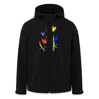 Blumen - Recycelte Männer Softshell-Jacke von Stanley/Stella - Schwarz - Vorne - AI Model Male 185 light (185cm)