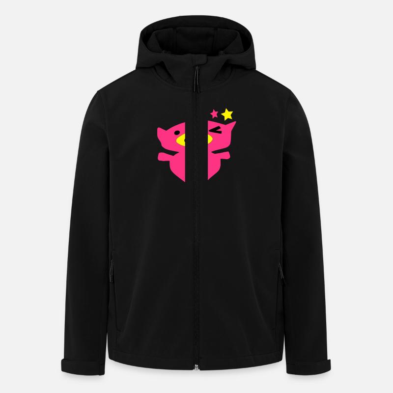 cute_pink_piggy_face_vec10_c3 - Veste softshell homme en polyester recyclé Stanley/Stella - noir