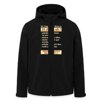18 Jahre alt - bei Mutti RAHMENLOS® - Recycelte Männer Softshell-Jacke von Stanley/Stella - Schwarz - Vorne - AI Model Male 185 light (185cm)