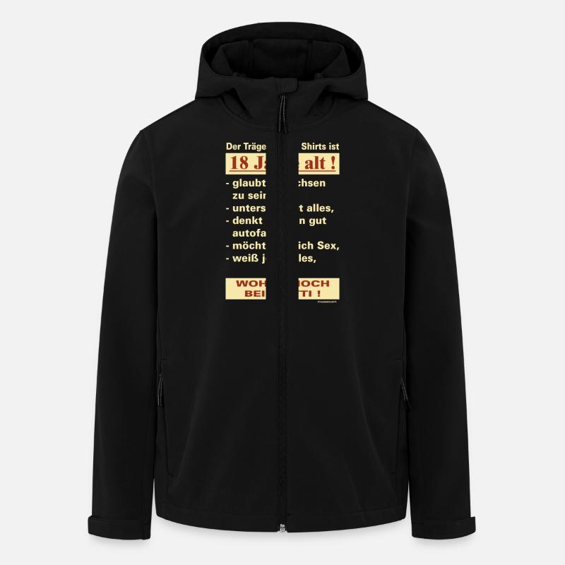 18 Jahre alt - bei Mutti RAHMENLOS® - Recycelte Männer Softshell-Jacke von Stanley/Stella - Schwarz