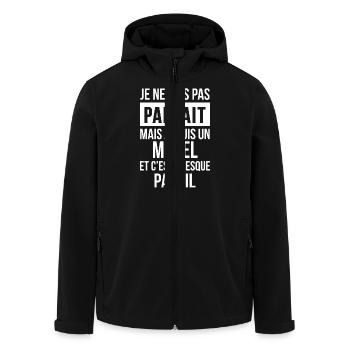 Nom de Famille - MOREL - Veste softshell homme en polyester recyclé Stanley/Stella - noir - Devant - AI Model Male 185 light (185cm)