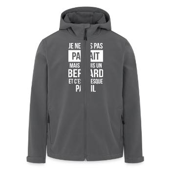 Nom de Famille - BERNARD - Veste softshell homme en polyester recyclé Stanley/Stella - charbon - Devant - AI Model Male 185 light (185cm)
