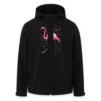 Poly feathers Flamingo pink summer pink bird - Men’s Recycled Softshell Jacket by Stanley/Stella - black - Front - AI Model Male 185 light (185cm)
