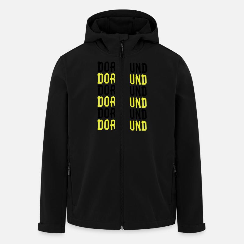 dortmund noir-jaune - Veste softshell homme en polyester recyclé Stanley/Stella - noir