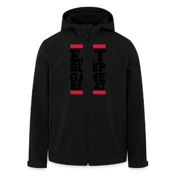eat sleep game repeat - Recycelte Männer Softshell-Jacke von Stanley/Stella - Schwarz - Vorne - AI Model Male 185 light (185cm)