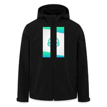 AdK Autogrammkarte V1 Blau - Recycelte Männer Softshell-Jacke von Stanley/Stella - Schwarz - Vorne - AI Model Male 185 light (185cm)