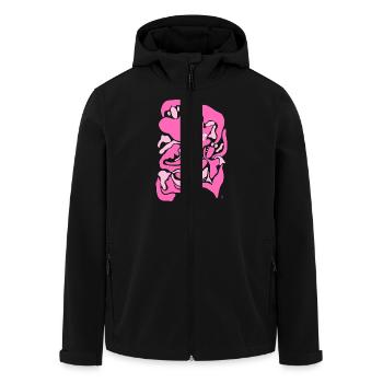Abstract Pink Cat - Men’s Recycled Softshell Jacket by Stanley/Stella - black - Front - AI Model Male 185 light (185cm)