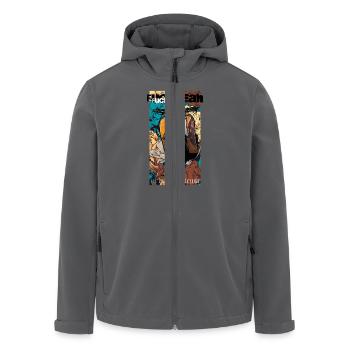 Schwalbe Tuning (gelb / Rost) // Illustration - Recycelte Männer Softshell-Jacke von Stanley/Stella - Schwarz - Vorne - AI Model Male 185 light (185cm)