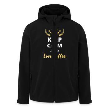"Keep Calm and Love Coffee" - Coffee Fans - Recycelte Männer Softshell-Jacke von Stanley/Stella - Schwarz - Vorne - AI Model Male 185 light (185cm)