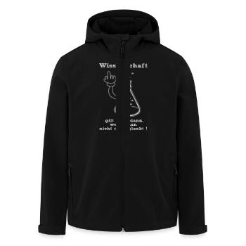Wissenschaft gilt auch wenn man nicht daran glaubt - Recycelte Männer Softshell-Jacke von Stanley/Stella - Schwarz - Vorne - AI Model Male 185 light (185cm)