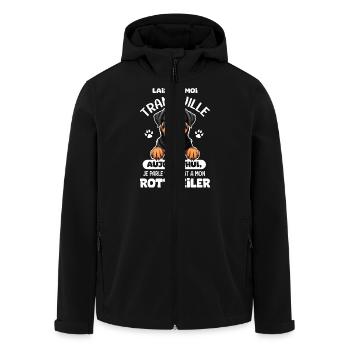 Rottweiler Femme Homme parle mon Rottweiler dle - Veste softshell homme en polyester recyclé Stanley/Stella - noir - Devant - AI Model Male 185 light (185cm)