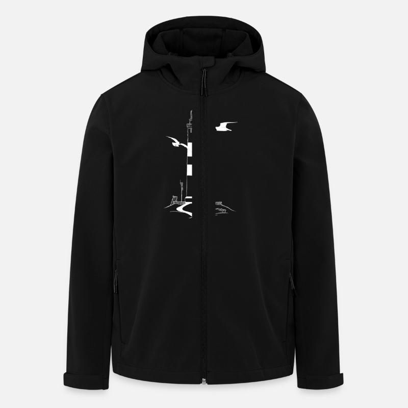 Phare d’Amrum avec des mouettes - Veste softshell homme en polyester recyclé Stanley/Stella - noir