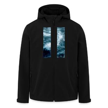 Furchtlose Reise in turbulenten Gewässern - Recycelte Männer Softshell-Jacke von Stanley/Stella - Schwarz - Vorne - AI Model Male 185 light (185cm)