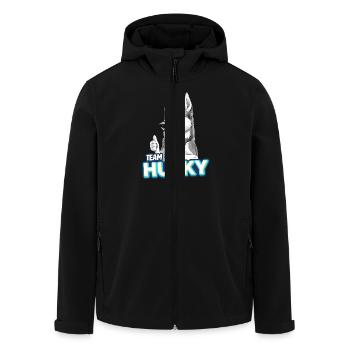 TEAM Husky - Grau - Recycelte Männer Softshell-Jacke von Stanley/Stella - Schwarz - Vorne - AI Model Male 185 light (185cm)