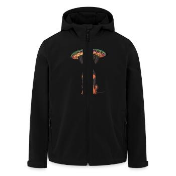 Dobermann Hund Lustig Sombrero - Recycelte Männer Softshell-Jacke von Stanley/Stella - Schwarz - Vorne - AI Model Male 185 light (185cm)