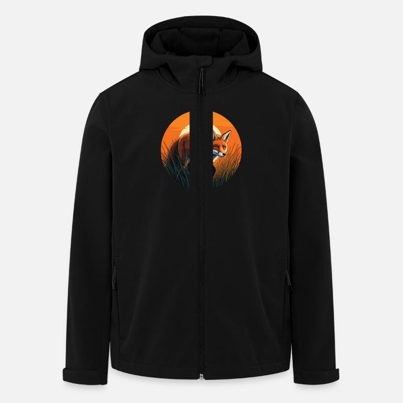 Fuchs bei Sonnenuntergang - Recycelte Männer Softshell-Jacke von Stanley/Stella - Schwarz