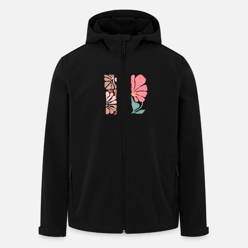 Groovy Retro Pink Blumen - Recycelte Männer Softshell-Jacke von Stanley/Stella - Schwarz